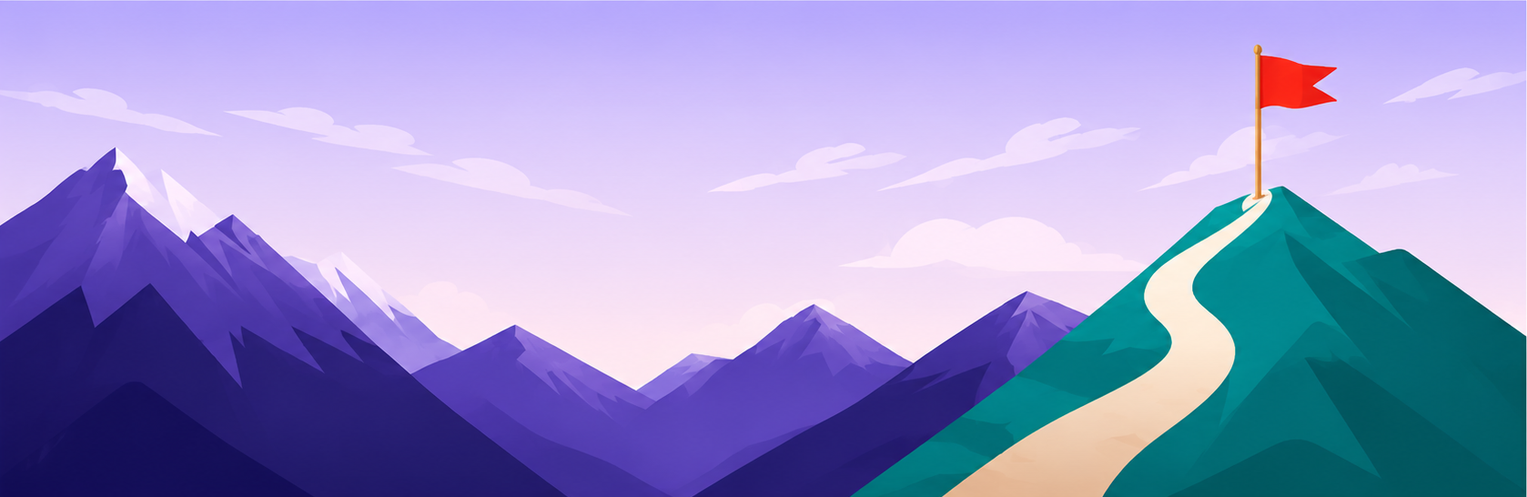 Illustration showing a path leading toward a success goal
